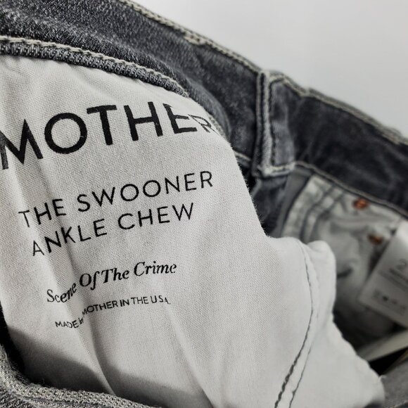 New Mother The Swooner Ankle Chew Scene Of The Crime Raw Hem Grey Wash Jeans 27 - Picture 10 of 15